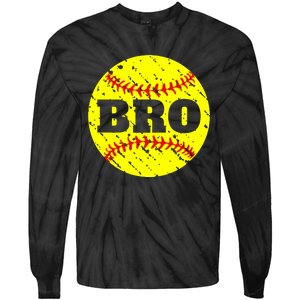 Girl Fastpitch Softball Brother Funny Tie-Dye Long Sleeve Shirt