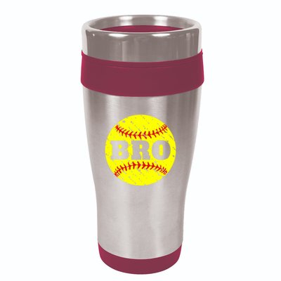 Girl Fastpitch Softball Brother Funny 16oz Travel Tumbler