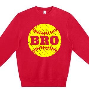 Girl Fastpitch Softball Brother Funny Premium Crewneck Sweatshirt