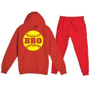 Girl Fastpitch Softball Brother Funny Premium Hooded Sweatsuit Set