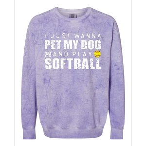 Girl Fastpitch Softball Funny Dog Colorblast Crewneck Sweatshirt