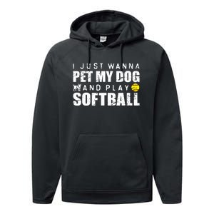 Girl Fastpitch Softball Funny Dog Performance Fleece Hoodie