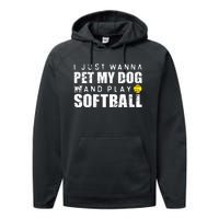 Girl Fastpitch Softball Funny Dog Performance Fleece Hoodie