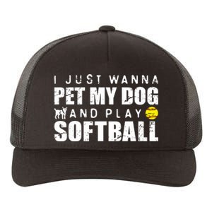 Girl Fastpitch Softball Funny Dog Yupoong Adult 5-Panel Trucker Hat