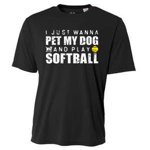 Girl Fastpitch Softball Funny Dog Cooling Performance Crew T-Shirt