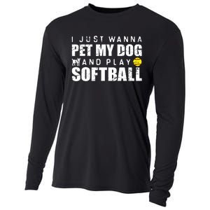 Girl Fastpitch Softball Funny Dog Cooling Performance Long Sleeve Crew