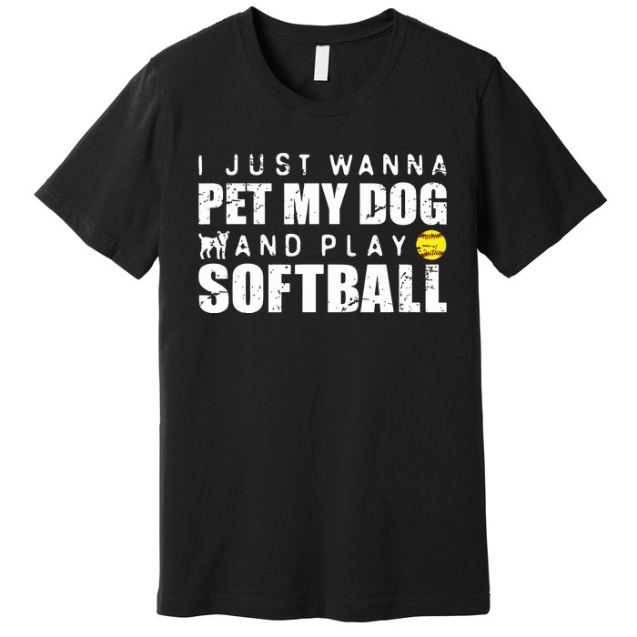 Girl Fastpitch Softball Funny Dog Premium T-Shirt