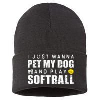 Girl Fastpitch Softball Funny Dog Sustainable Knit Beanie