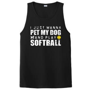 Girl Fastpitch Softball Funny Dog PosiCharge Competitor Tank