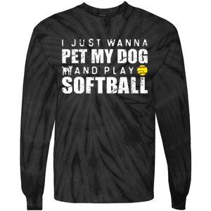 Girl Fastpitch Softball Funny Dog Tie-Dye Long Sleeve Shirt