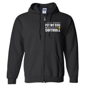 Girl Fastpitch Softball Funny Dog Full Zip Hoodie