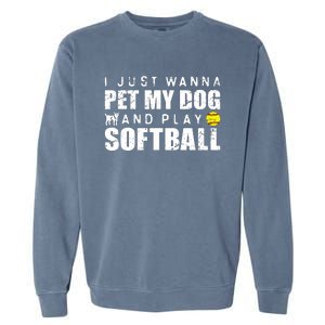 Girl Fastpitch Softball Funny Dog Garment-Dyed Sweatshirt