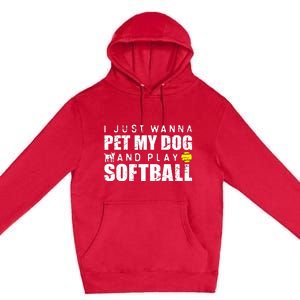 Girl Fastpitch Softball Funny Dog Premium Pullover Hoodie