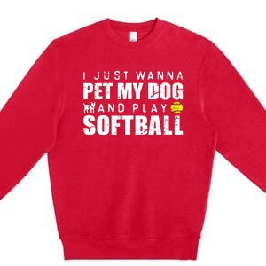 Girl Fastpitch Softball Funny Dog Premium Crewneck Sweatshirt