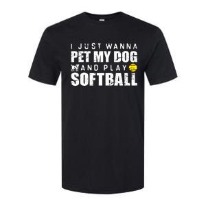 Girl Fastpitch Softball Funny Dog Softstyle CVC T-Shirt