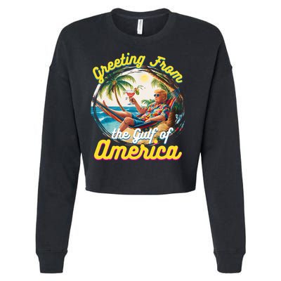 Greeting From The Gulf Of Usa America Trump Cropped Pullover Crew