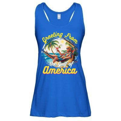Greeting From The Gulf Of Usa America Trump Ladies Essential Flowy Tank