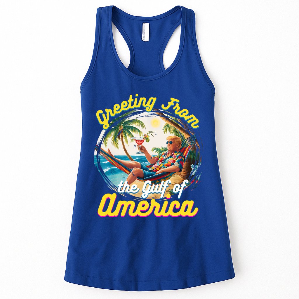Greeting From The Gulf Of Usa America Trump Womens Tank Top