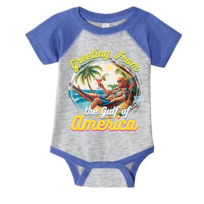 Greeting From The Gulf Of Usa America Trump Infant Baby Jersey Bodysuit