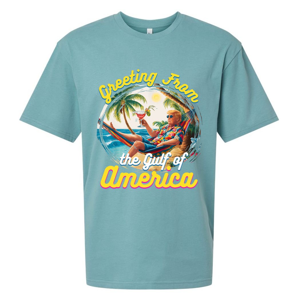 Greeting From The Gulf Of Usa America Trump Sueded Cloud Jersey T-Shirt