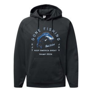 Gone Fishing Trump Vance 2024 Sport Fishing Pasttime Performance Fleece Hoodie