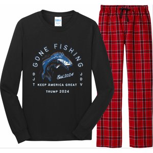 Gone Fishing Trump Vance 2024 Sport Fishing Pasttime Long Sleeve Pajama Set