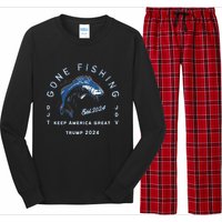 Gone Fishing Trump Vance 2024 Sport Fishing Pasttime Long Sleeve Pajama Set