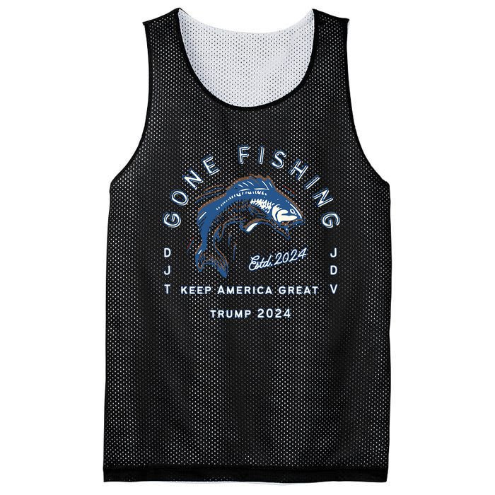 Gone Fishing Trump Vance 2024 Sport Fishing Pasttime Mesh Reversible Basketball Jersey Tank