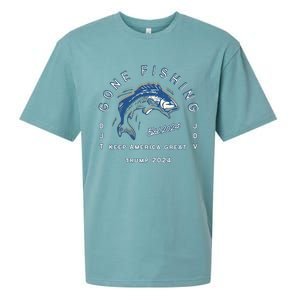 Gone Fishing Trump Vance 2024 Sport Fishing Pasttime Sueded Cloud Jersey T-Shirt