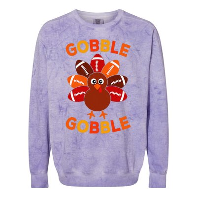 Gobble Football Turkey Balls Thanksgiving Colorblast Crewneck Sweatshirt