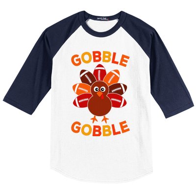 Gobble Football Turkey Balls Thanksgiving Baseball Sleeve Shirt