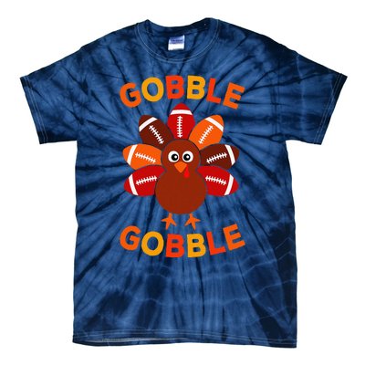 Gobble Football Turkey Balls Thanksgiving Tie-Dye T-Shirt