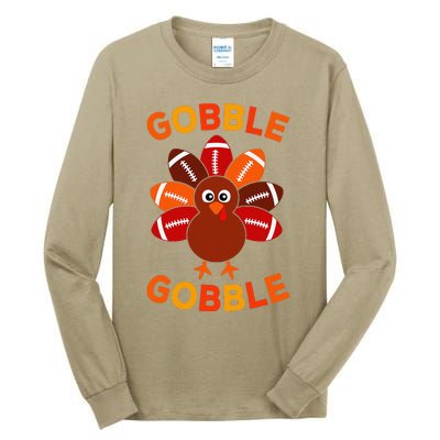 Gobble Football Turkey Balls Thanksgiving Tall Long Sleeve T-Shirt