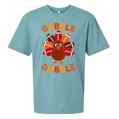 Gobble Football Turkey Balls Thanksgiving Sueded Cloud Jersey T-Shirt