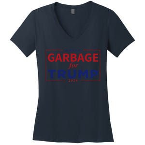 Garbage For Trump Proud Maga Garbage Trump Supporter Women's V-Neck T-Shirt