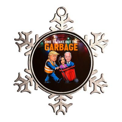 Garbage For Trump 2024 Funny Time To Take Out Garbage Biden Metallic Star Ornament