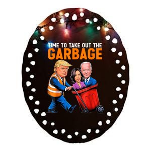 Garbage For Trump 2024 Funny Time To Take Out Garbage Biden Ceramic Oval Ornament