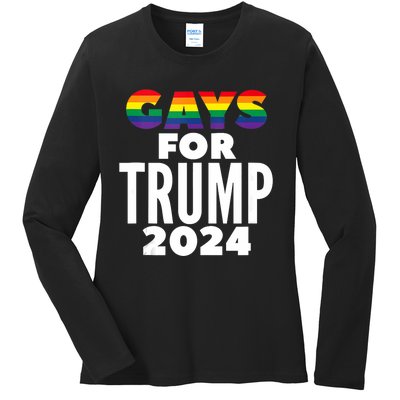 Gays For Trump 2024 Election Vote Ladies Long Sleeve Shirt