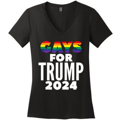 Gays For Trump 2024 Election Vote Women's V-Neck T-Shirt