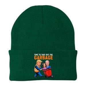 Garbage For Trump 2024 Funny Time To Take Out Garbage Biden Knit Cap Winter Beanie