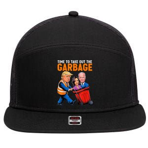 Garbage For Trump 2024 Funny Time To Take Out Garbage Biden 7 Panel Mesh Trucker Snapback Hat