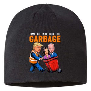 Garbage For Trump 2024 Funny Time To Take Out Garbage Biden Sustainable Beanie