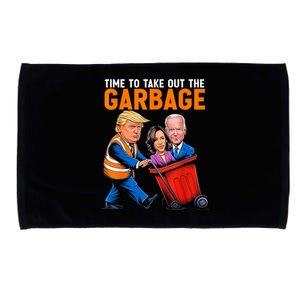 Garbage For Trump 2024 Funny Time To Take Out Garbage Biden Microfiber Hand Towel