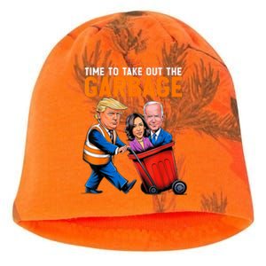 Garbage For Trump 2024 Funny Time To Take Out Garbage Biden Kati - Camo Knit Beanie