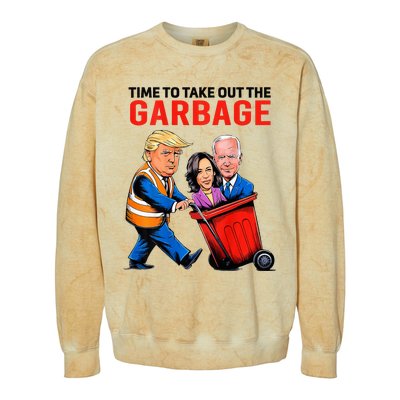 Garbage For Trump 2024 Time To Take Out Garbage Colorblast Crewneck Sweatshirt