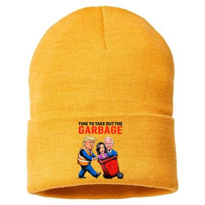 Garbage For Trump 2024 Time To Take Out Garbage Sustainable Knit Beanie