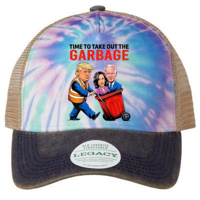 Garbage For Trump 2024 Time To Take Out Garbage Legacy Tie Dye Trucker Hat