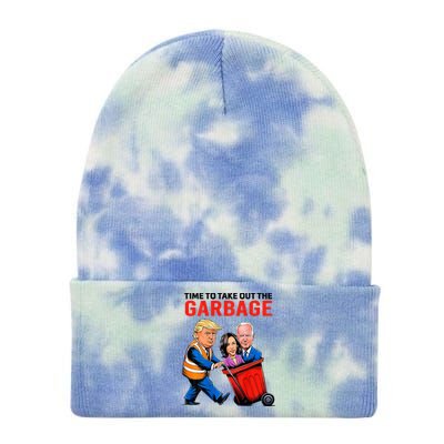 Garbage For Trump 2024 Time To Take Out Garbage Tie Dye 12in Knit Beanie