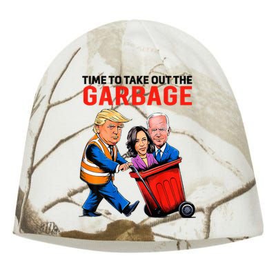 Garbage For Trump 2024 Time To Take Out Garbage Kati - Camo Knit Beanie