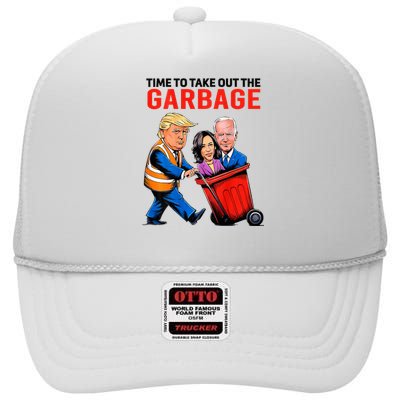 Garbage For Trump 2024 Time To Take Out Garbage High Crown Mesh Back Trucker Hat